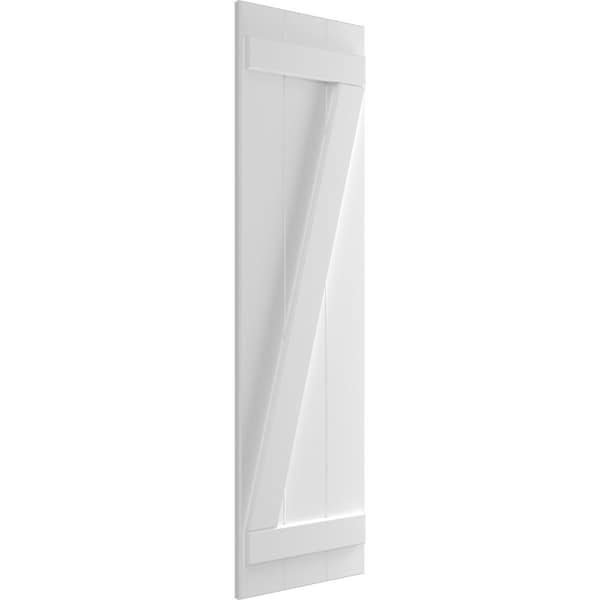 True Fit PVC Three Board Joined Board-n-Batten Shutters W/Z-Bar, Unfinished , 16 1/8W X 40H